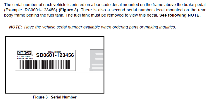 Club Car serial number location - GolfCartPartsDirect