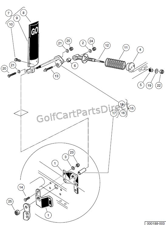 club car brake pedal parts