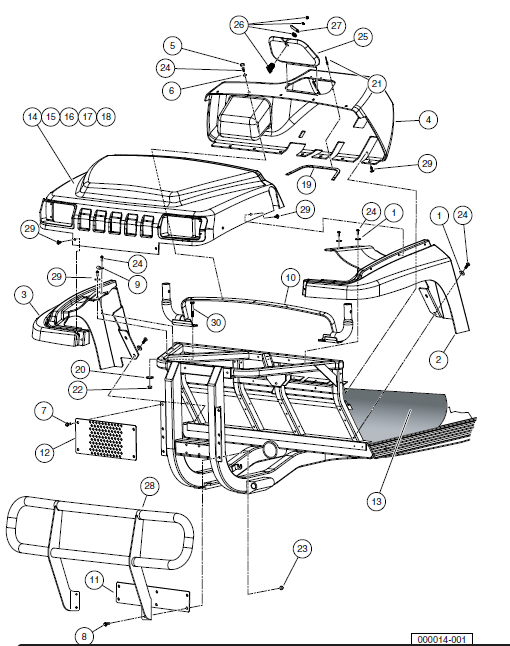 Front Body Trim, Gasoline Vehicles 