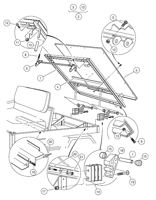 Tilt Bed, Hinge, and Latch – Turf/Carryall 1