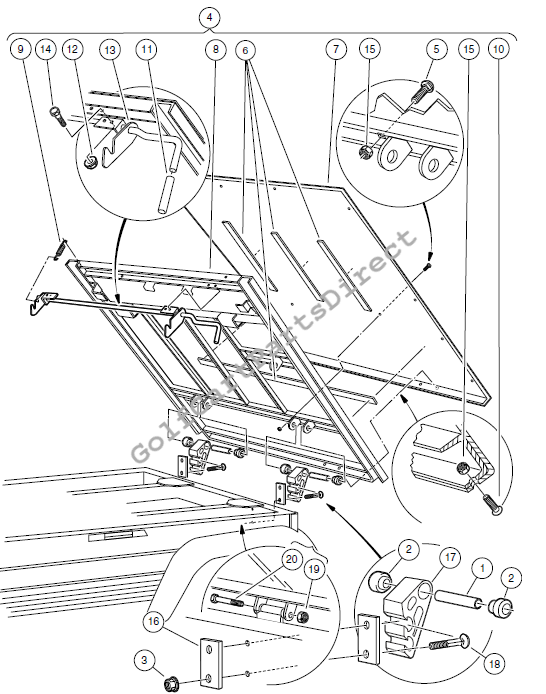 Tilt Bed, Hinge, and Latch