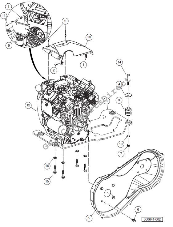 Kawasaki FH680D Gasoline Engine and Mounting