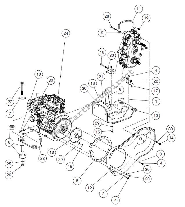 Kubota D722 Diesel Engine and Engine Mounting