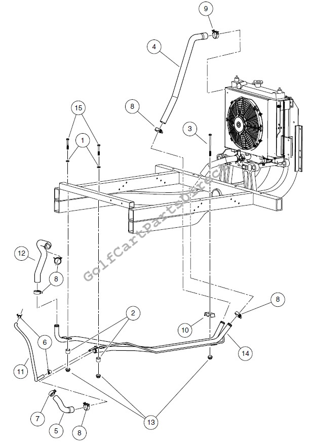 Coolant Pipes, Clamps, Hoses and Hardware, 2-Passenger