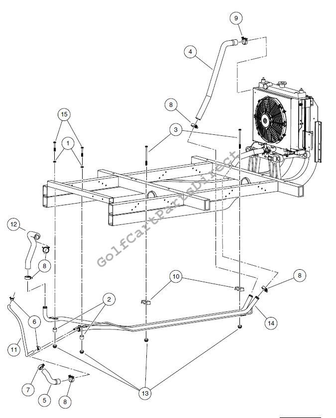 Coolant Pipes, Clamps, Hoses and Hardware, 4-Passenger