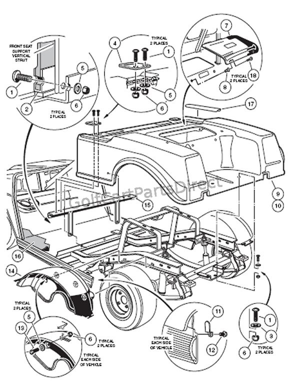 2000-2005 Club Car DS Gas or Electric - Club Car parts ... par car wiring diagram for starter generator 