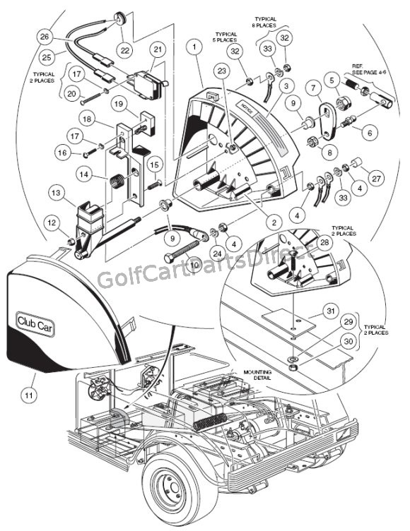 Wiper Switch - 36V V-Glide - Club Car parts & accessories wiring diagram for 96 ez go golf cart 