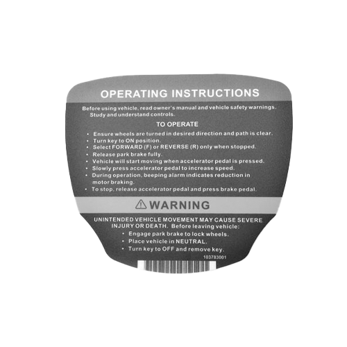 DECAL, OP INSTR, ELE - GolfCartPartsDirect DECAL, OP INSTR, ELE - GolfCartPartsDirect