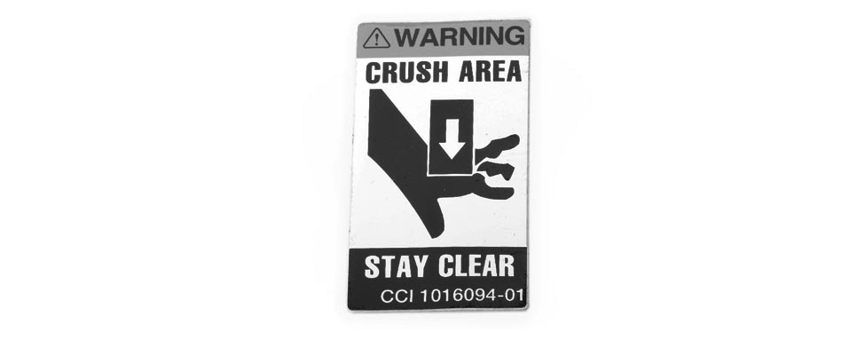 DECAL- CRUSH AREA WARNING     