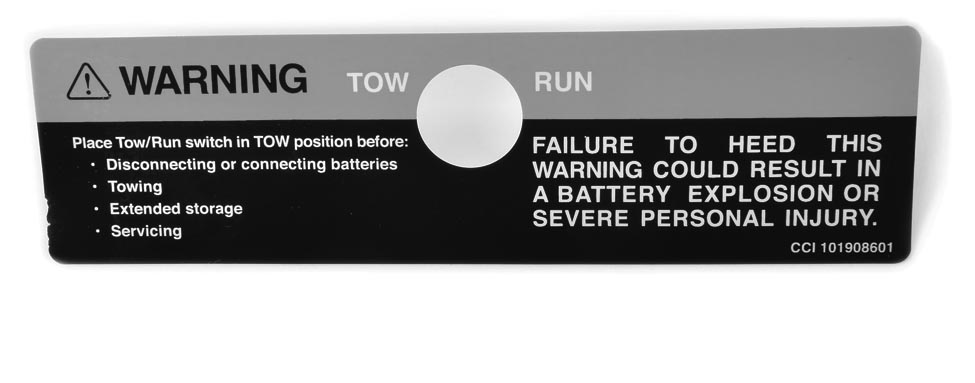 DECAL- TOW SWITCH WARNING     