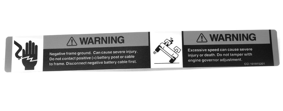 DECAL- FRAME GROUND- GOV. WARN