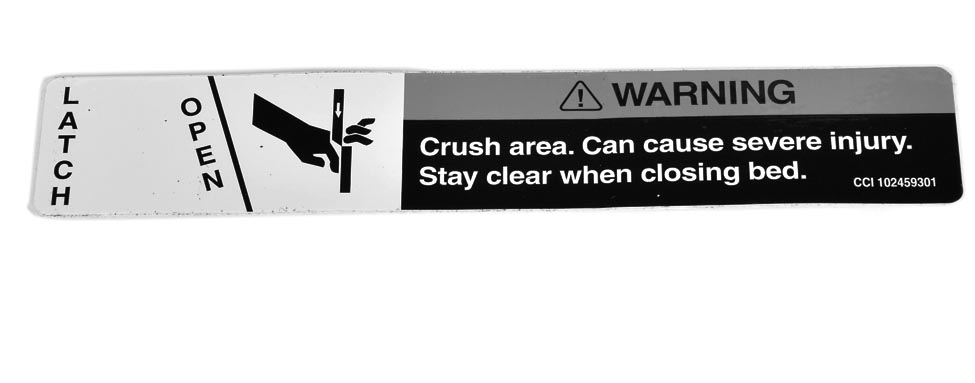 DECAL- WARNING -CRUSH AREA    