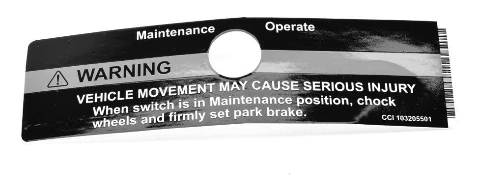 Decal, Maintenance/Operate Switch