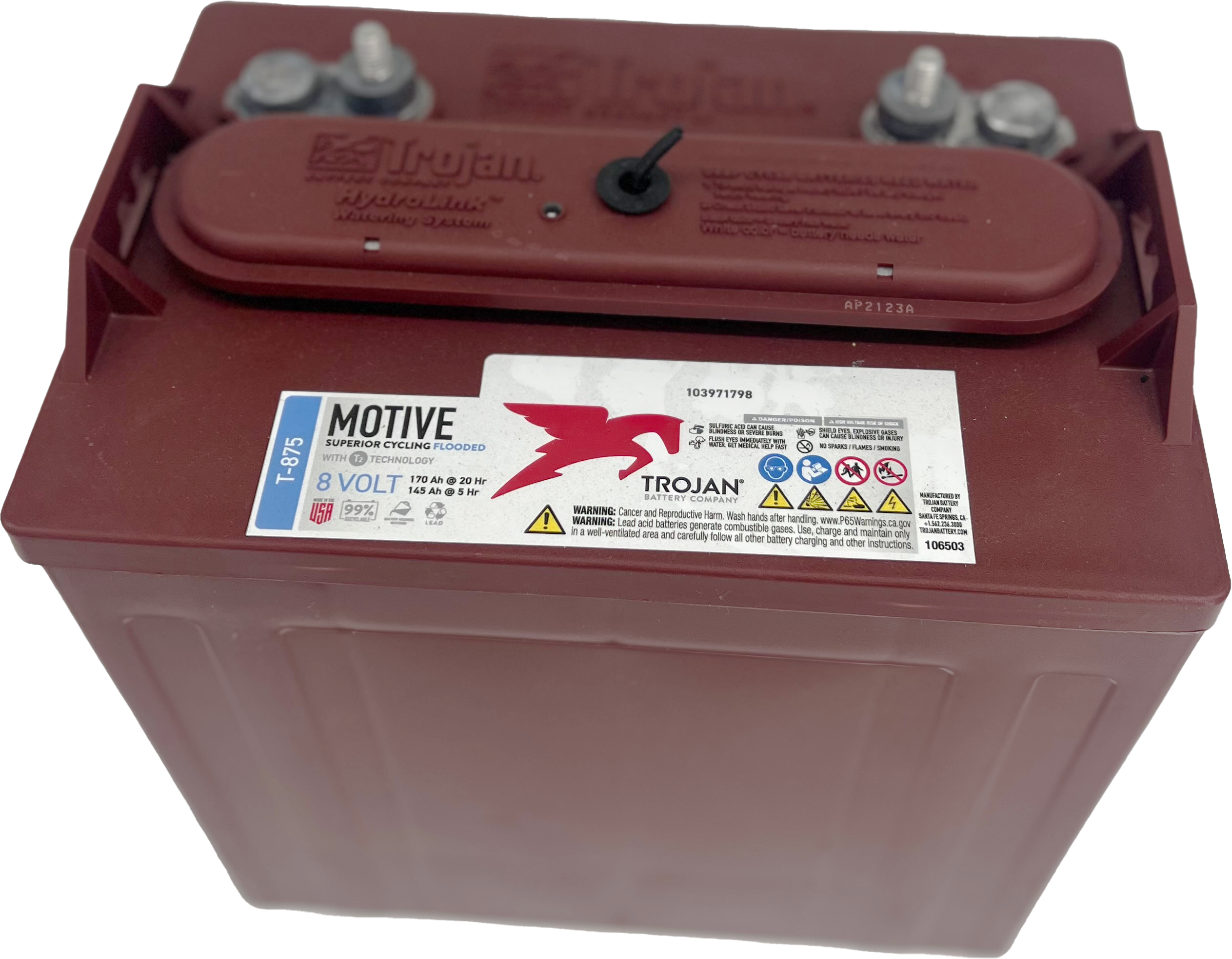 Battery,8v Trojan T875,spws,sp (includes item 15)